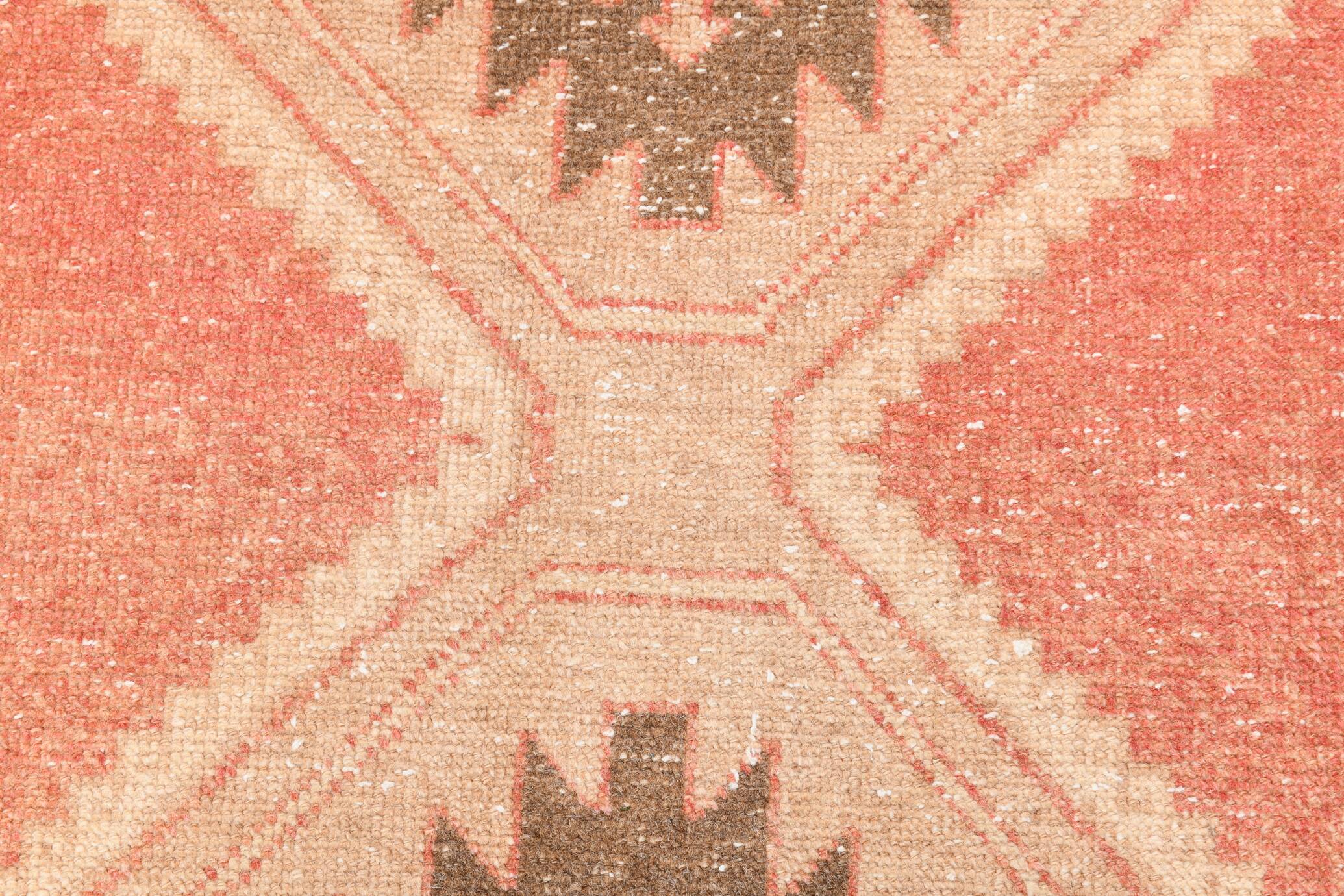 3x11 Vintage Runner Rug, Peach Color Rug, Vintage Runner Rug, 91x328Cm