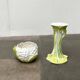 Vintage Italian ceramic cache-pot with flower stand, 1980s, set of 2.