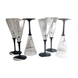 Set of 6 blackfoot decagonal champagne flutes