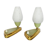 Set of 2 rockabilly fifties table lights with milk glass sconces with little dots