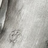 Decorative earthenware and pewter wall plate with fruits