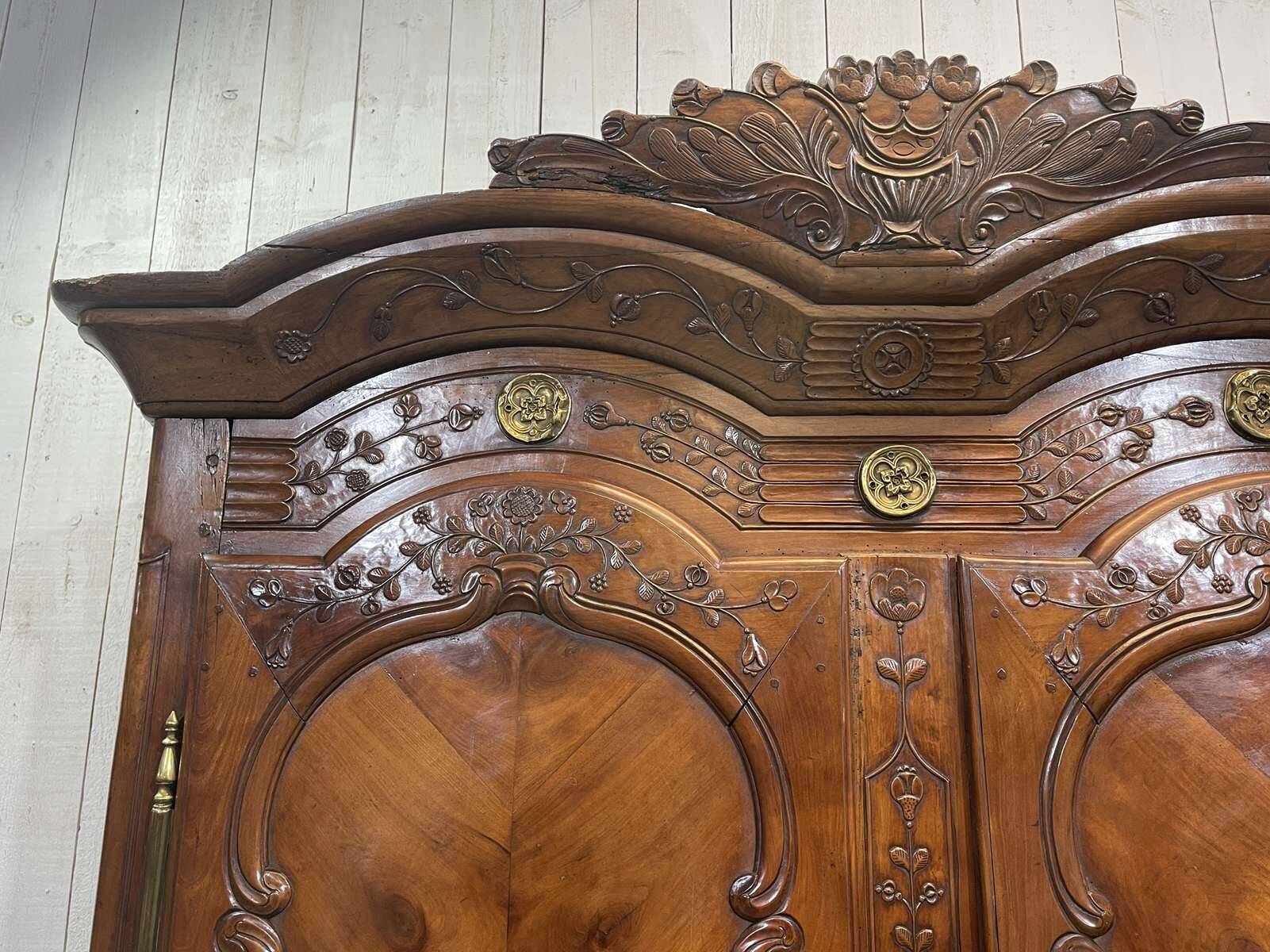 19th-century Rennes wardrobe in cherry wood signed Louis Boutin