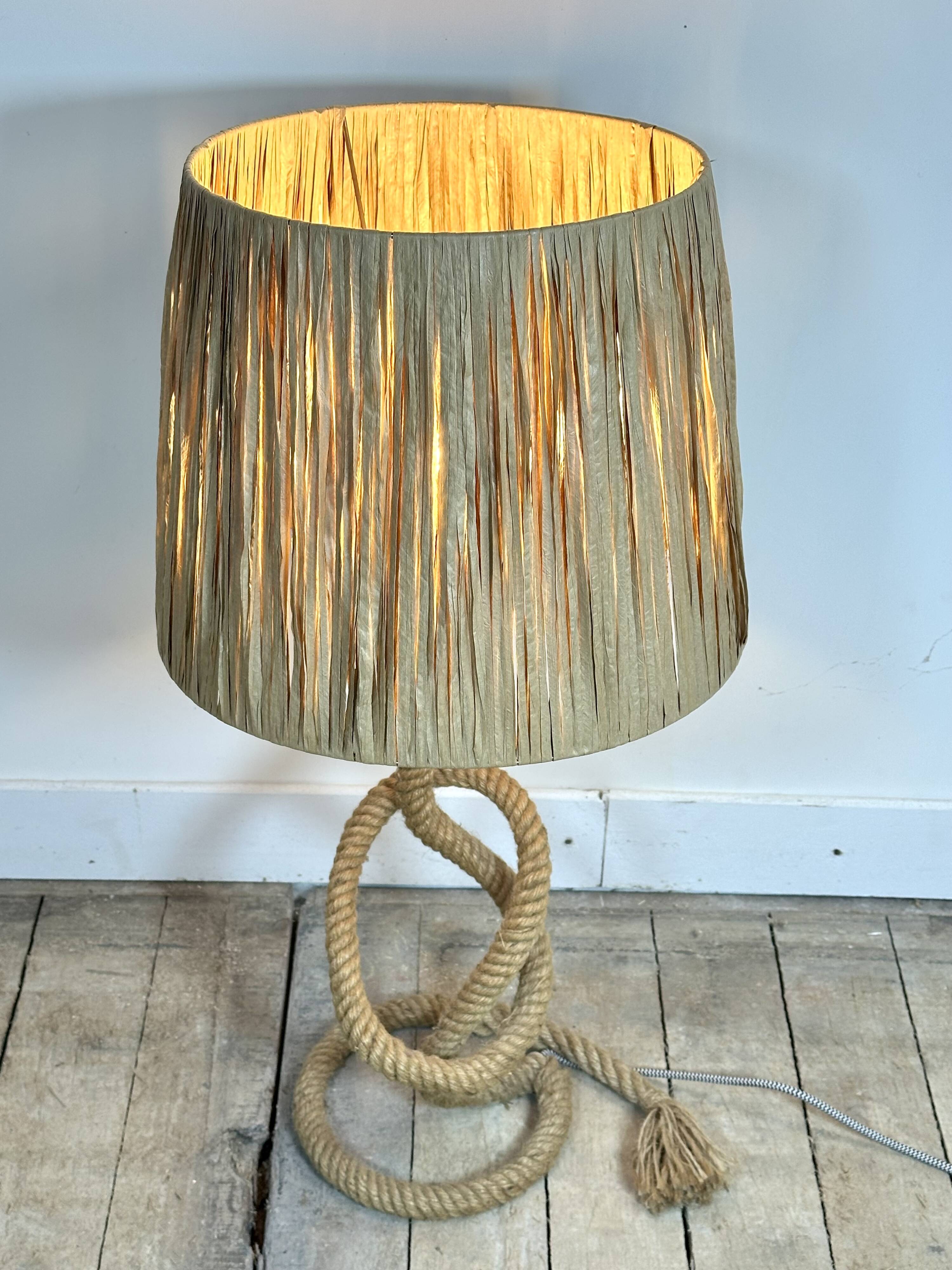 Audoux Minet lamp in rope and raffia 1950s