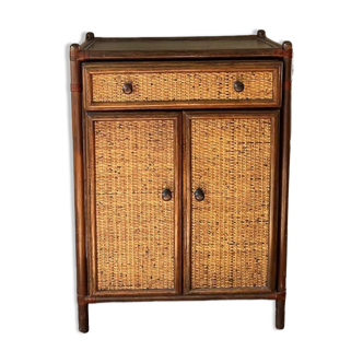 Rattan chest of drawers & wood