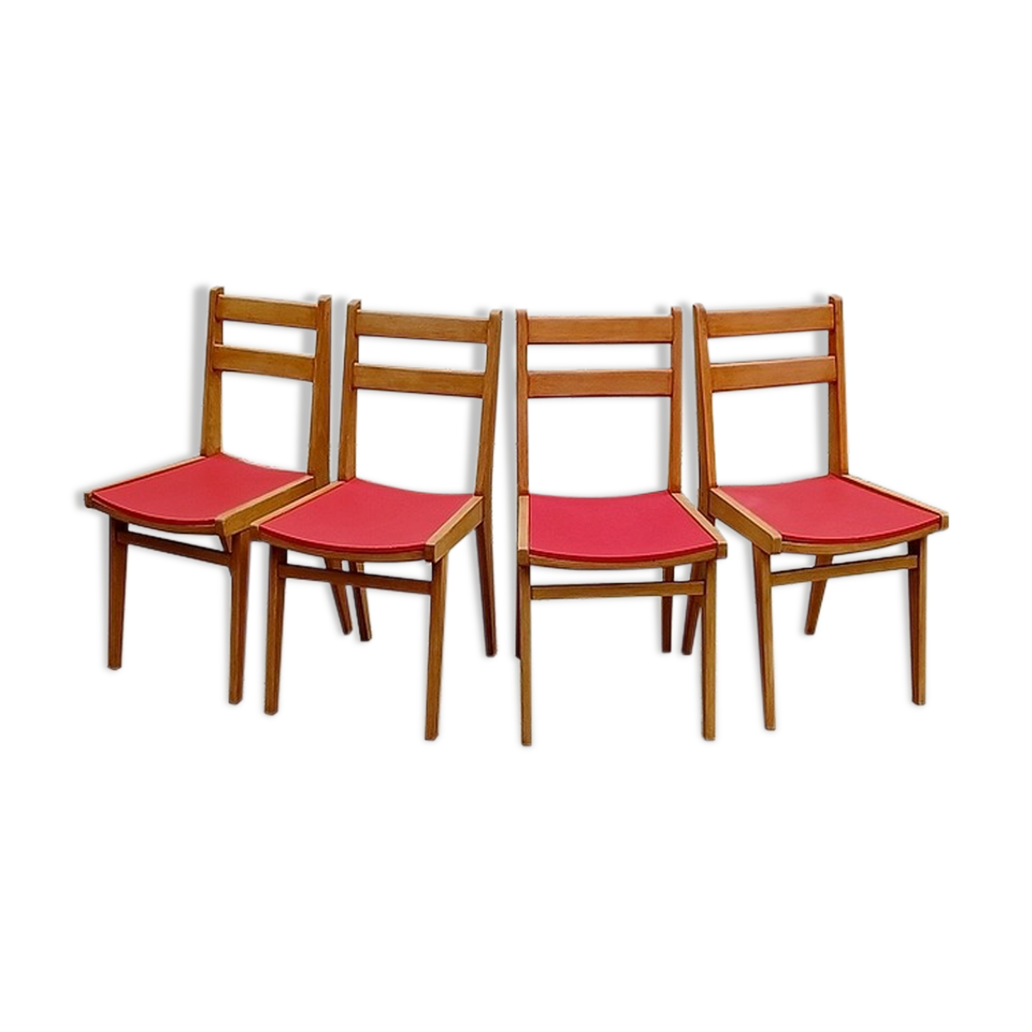 Vintage chairs 1950s wood and skai