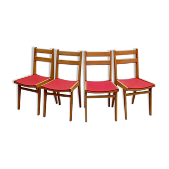 Chaises vintage années 1950 bois et skai