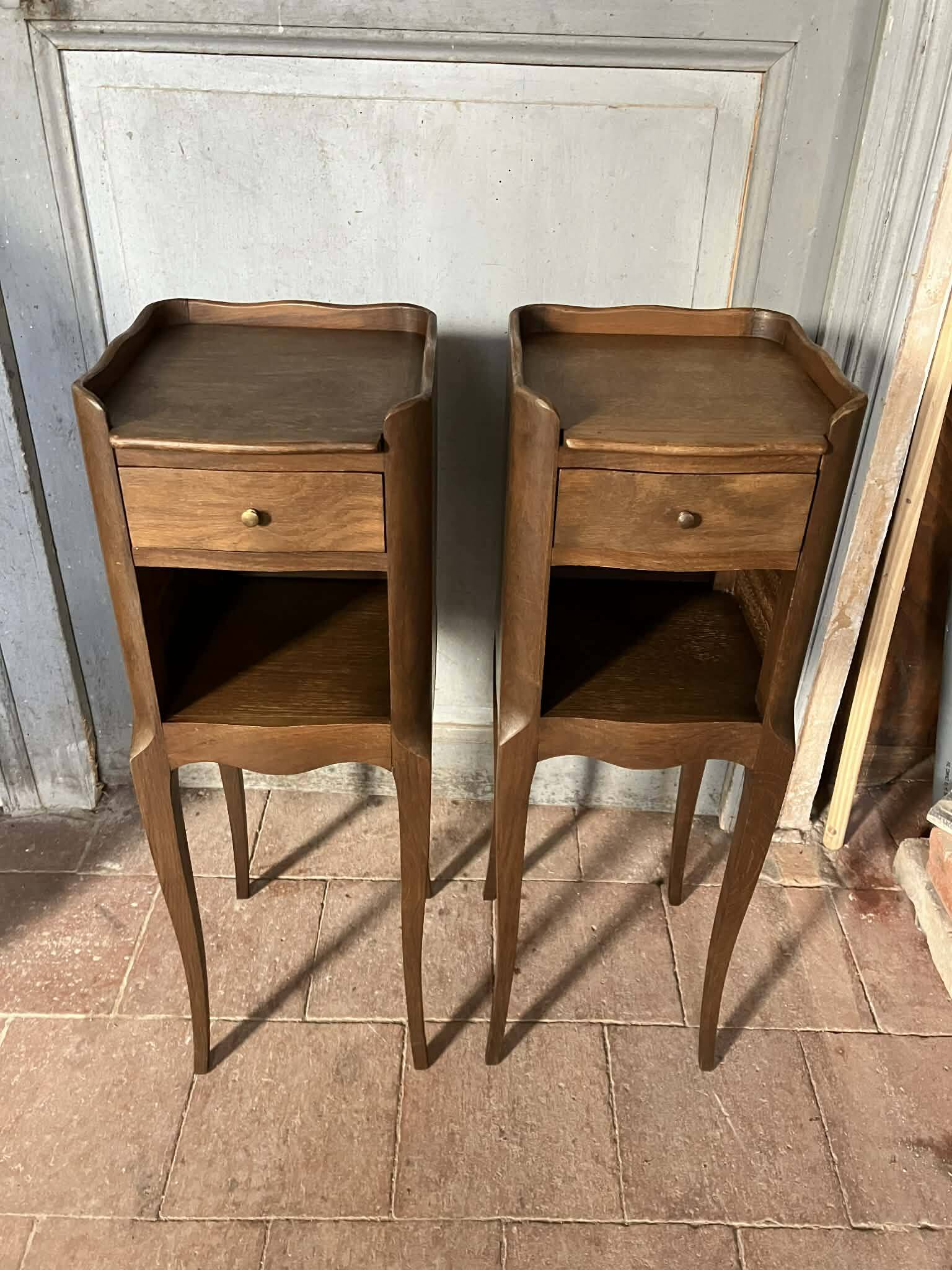 Wooden bedside table, vintage nightstand, side table.