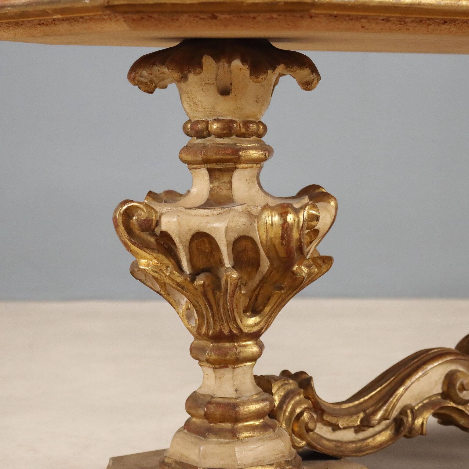 Antique baroque-style coffee table in wood, 19th century