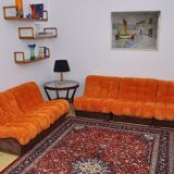 2-color corduroy modular sofa, 1970s