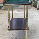 Brown rosewood rolling table with gold legs