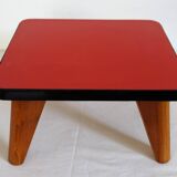 Mini vintage red formica pedestal table or stool