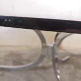 Table basse vintage, chrome et verre