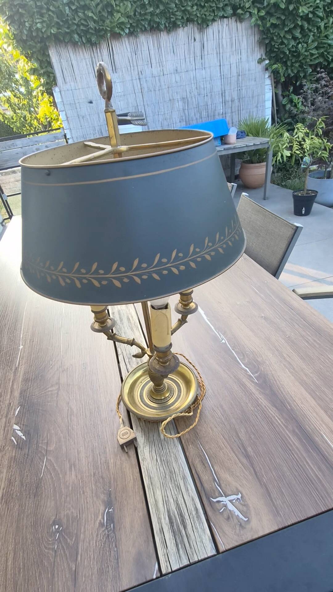 Vintage Bouillotte Lamp in Bronze – Empire/Directoire Style – Signed F.B.