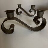 Pair of corrugated wrought iron candlesticks 1950