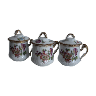 Old cream pots Limoges foral decoration