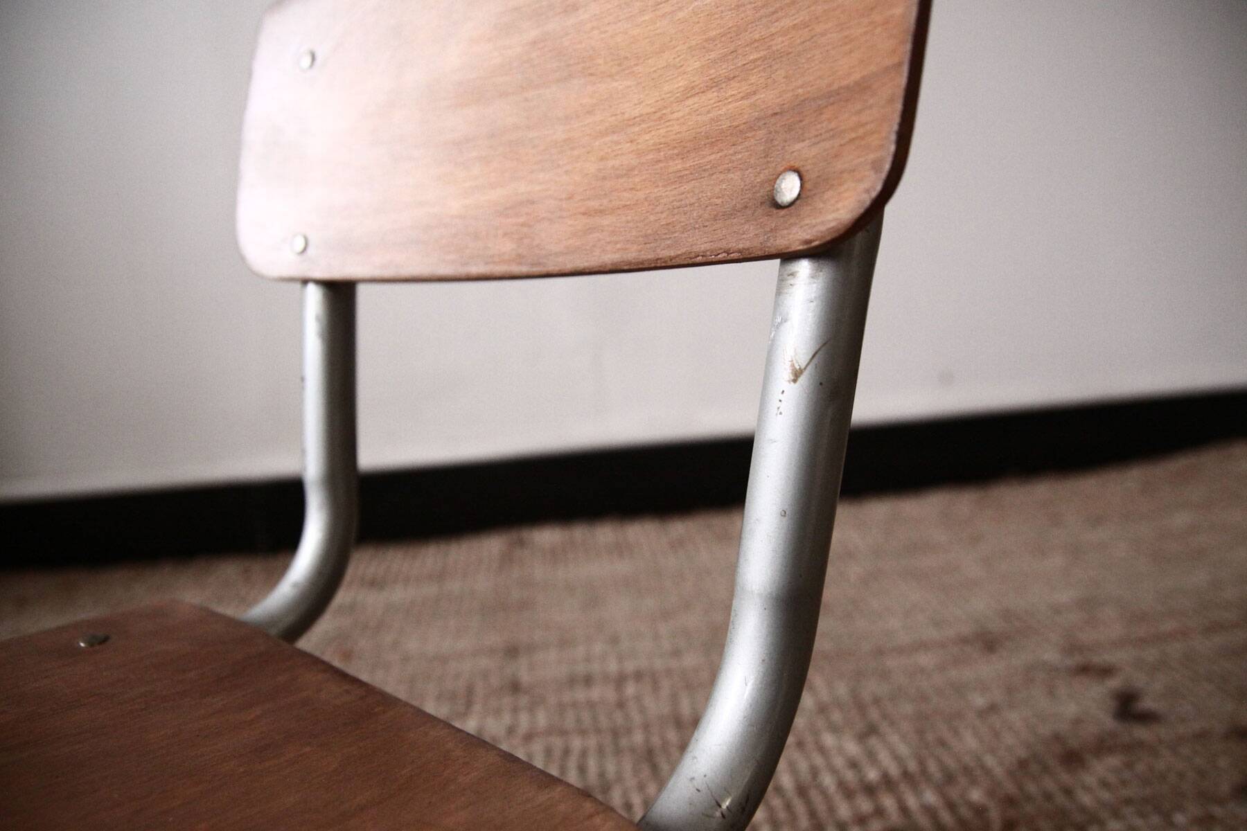 Old school chair in wood and metal