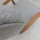 1950s, Danish high-backed armchair, reupholstered, wool, oak wood.