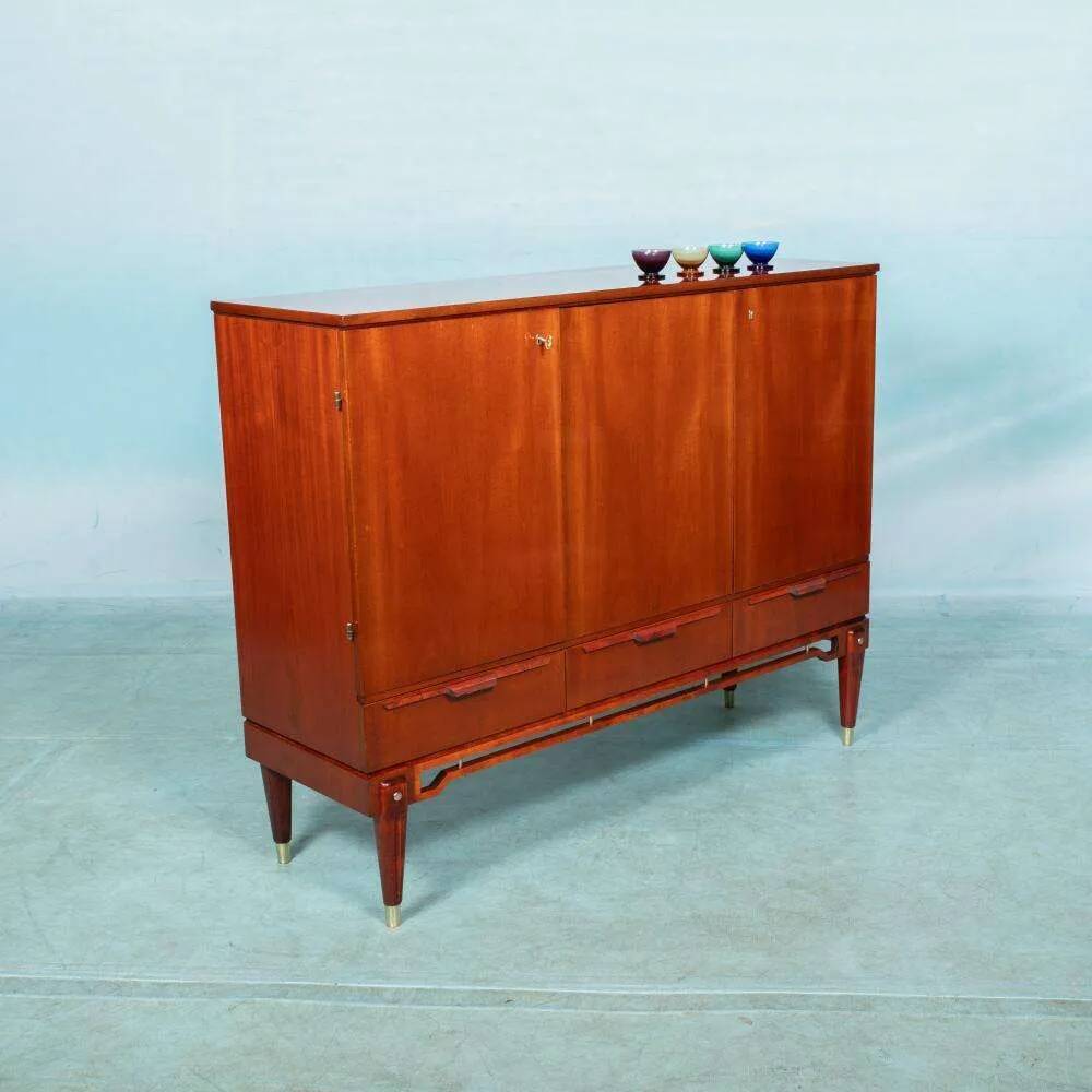 Buffet scandinave design années 50 en teck cabinet Japandi