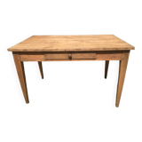 Farmhouse table with raw wood drawer