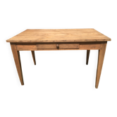 Farmhouse table with raw wood drawer