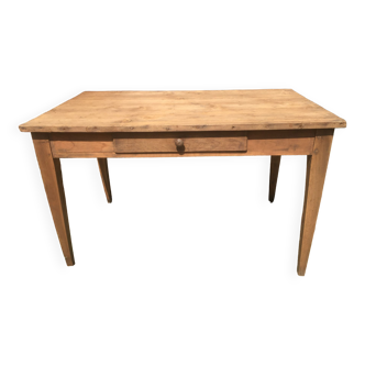Table de ferme avec tiroir en bois brut