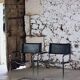 Pair of Bauhaus cantilever armchairs in chromed metal and leather, 1970