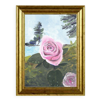 Peinture, Rose après la pluie