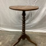 Ancien guéridon, brutaliste en bois tourné