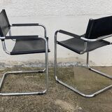 Pair of Bauhaus MG5 armchairs by Matteo Grassi, vintage 1970, chrome and leather.