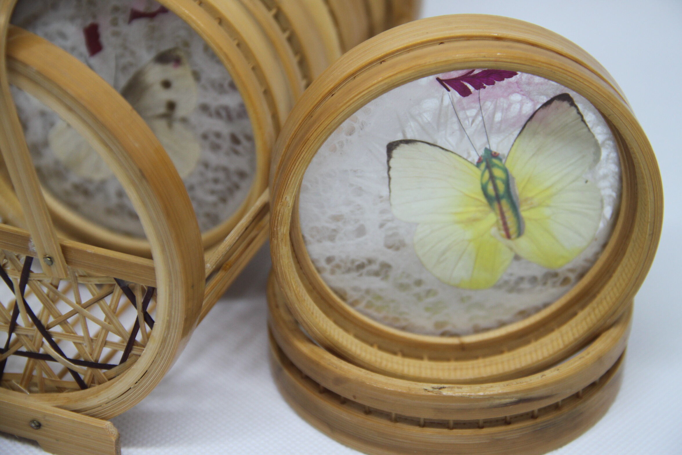 Rattan butterfly coaster door
