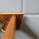 Wall coat rack with hat shelf made of wood and cords, Mid Century coat rack