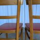 Vintage Wooden Dining Chair: Red Leather Seat, Mid-Century Modern
