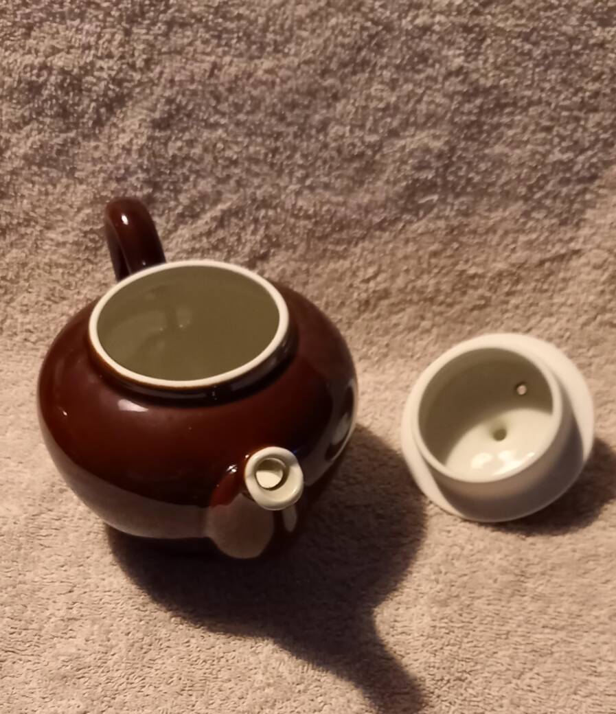 1960s vintage enamelled ceramic teapot