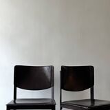 Set of 2 Italian chairs in brown Havana leather, design MATTEO GRASSI