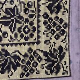 Tapis floral roumain tissé à la main en laine fond jaune et noir 196 X 132 cm