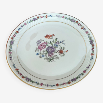 Compotier bas André Giraud années 1960 porcelaine de Limoges motif fleuri