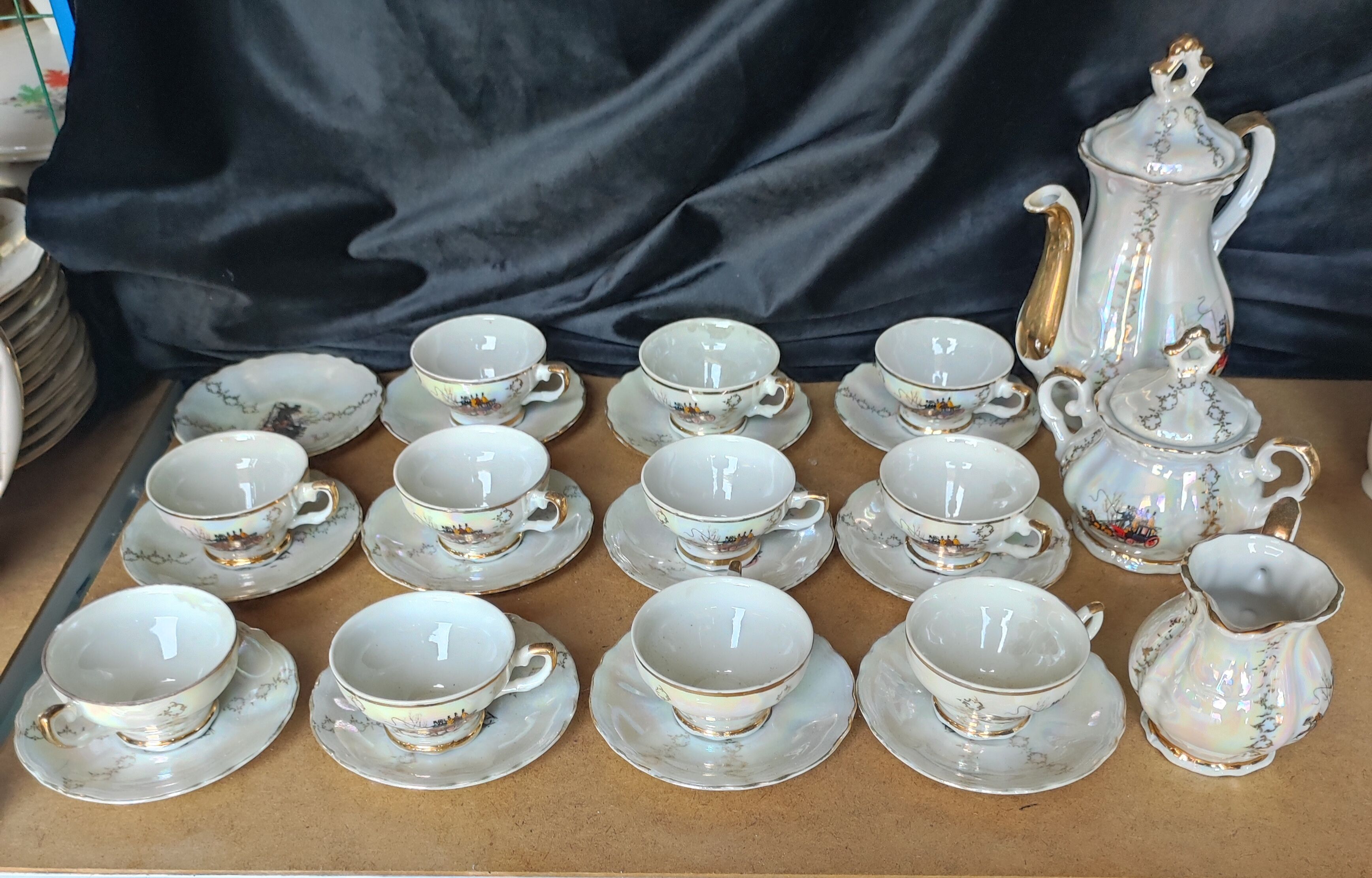 Tea set or pearly white coffee