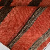 Turkish Red & Brown Striped Vintage Kilim Rug, 87x127Cm