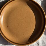 Set of 11 small dessert plates in brown-striped stoneware from Sarreguemines.