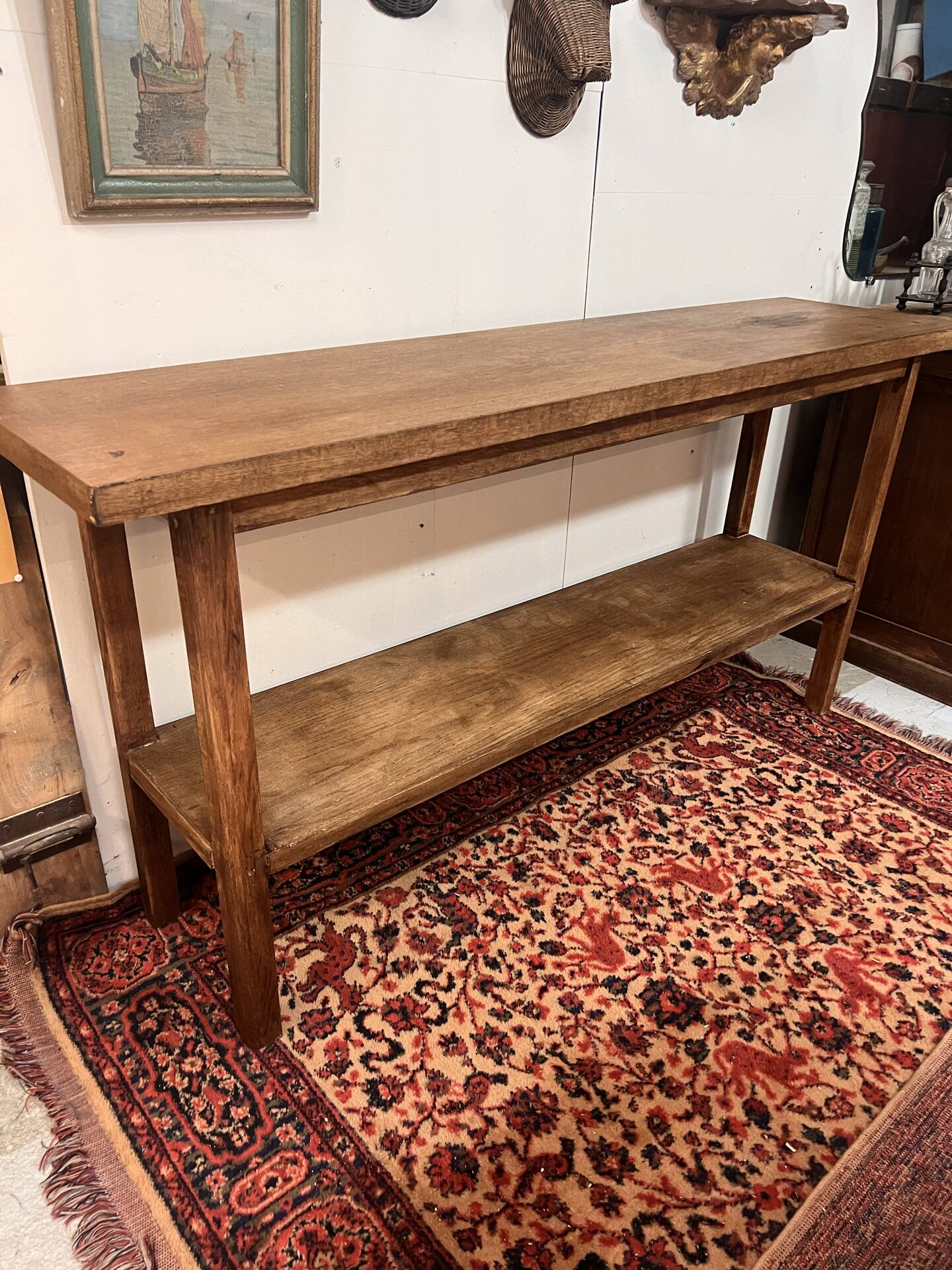 Ancienne console d’atelier en chêne