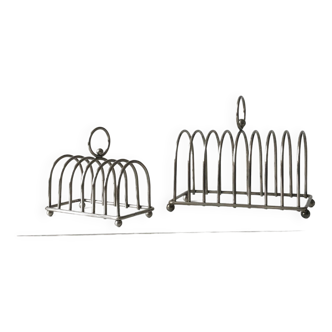 Set of 2 silver metal toast racks