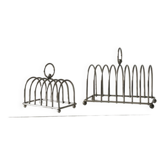 Set of 2 bread holders for silver metal toast