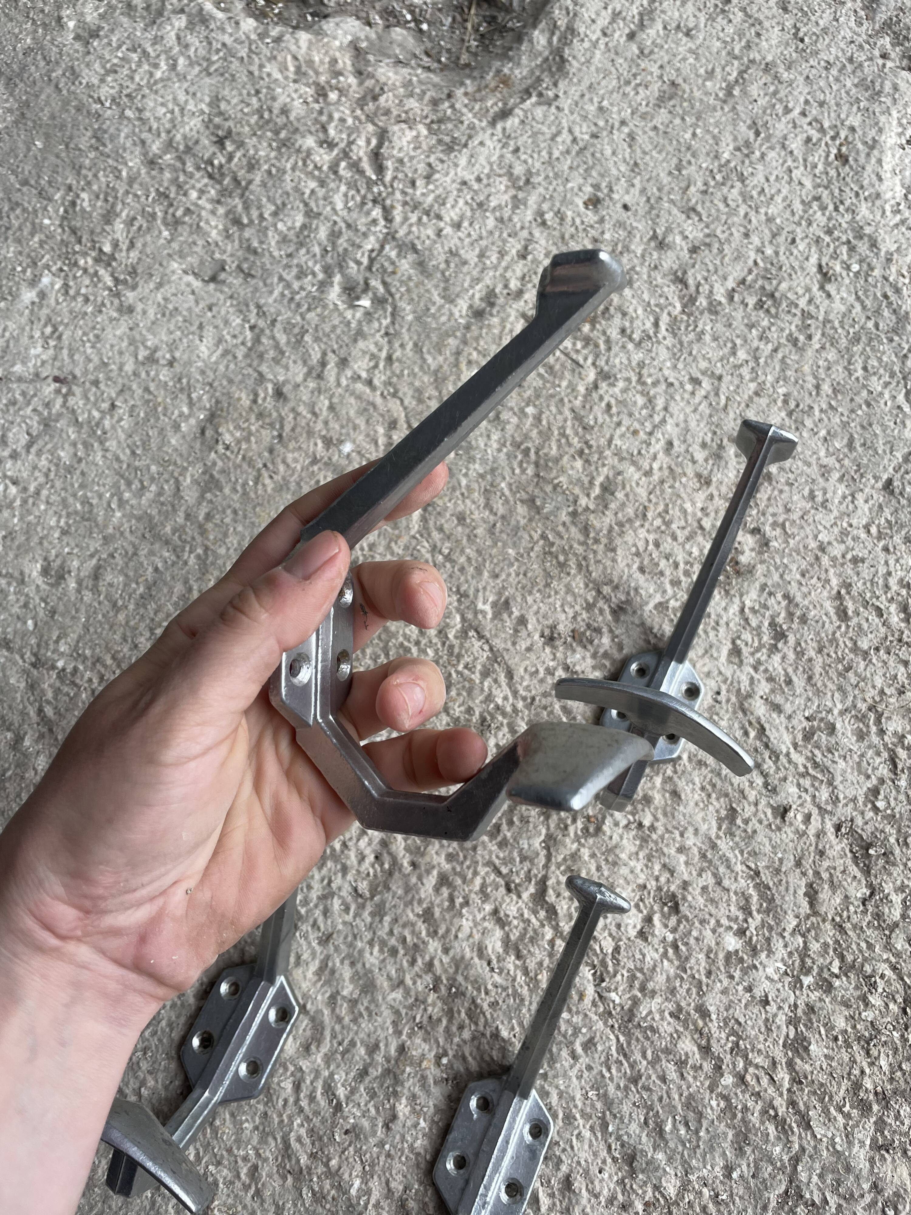 Set of 4 old metal coat hooks