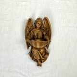 Bénitier ange en bois ancien
