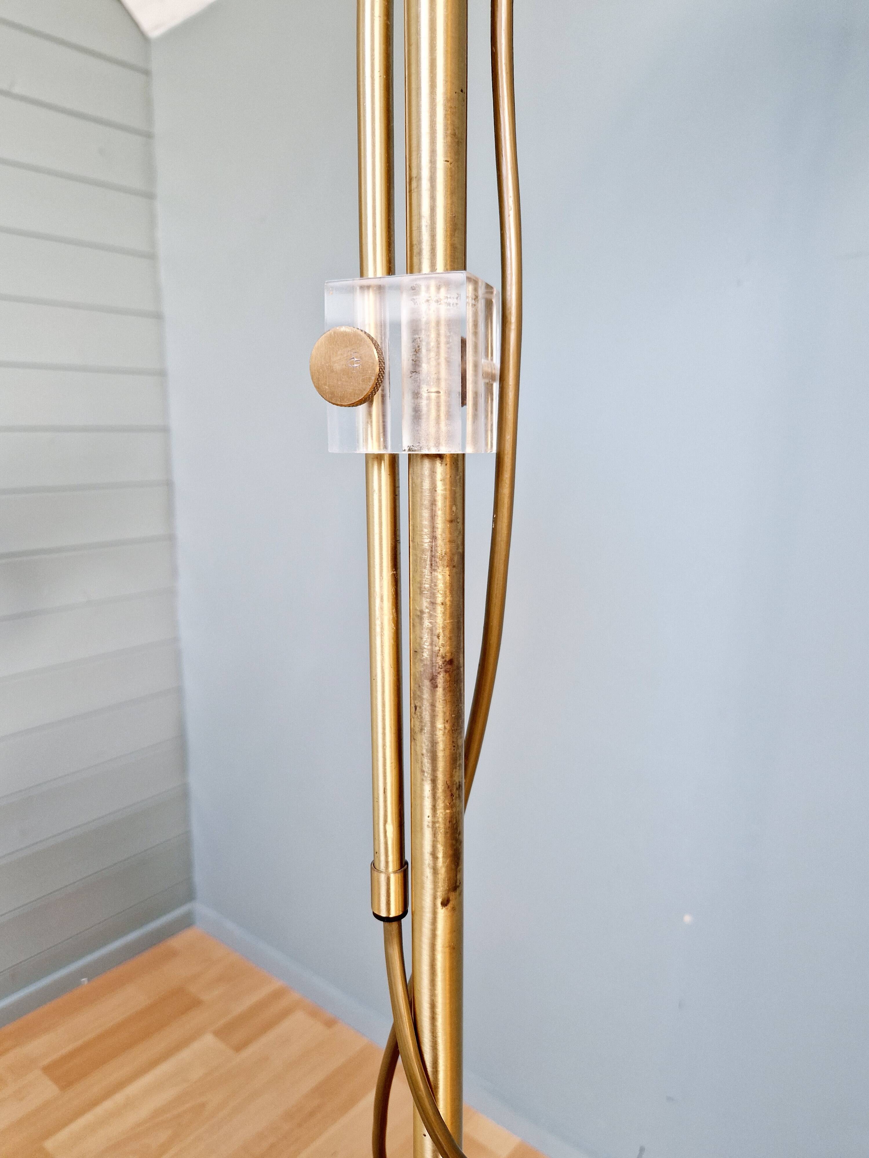 Eyeball double arc floor lamp in brass, GEPO (Netherlands), 1970s