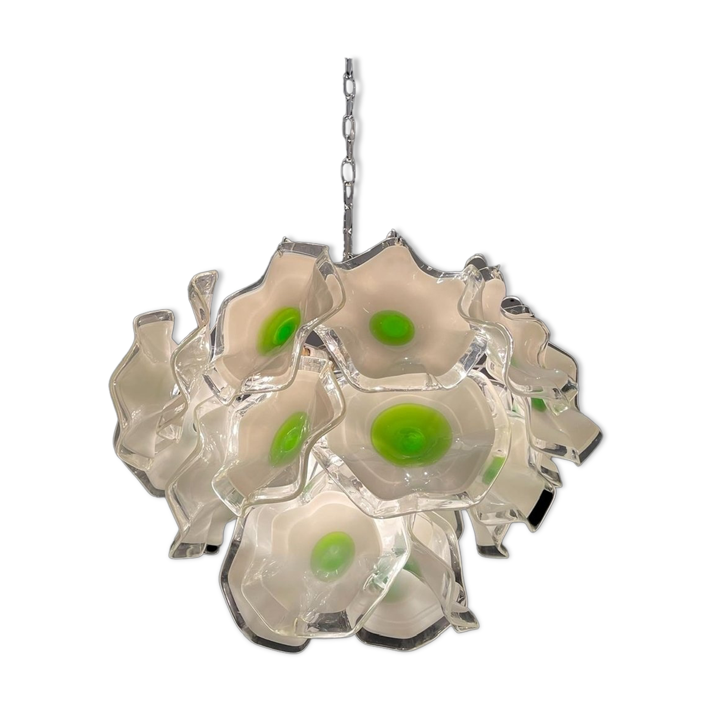 Italian murano glass disc chandelier, 1970s