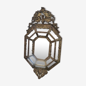 Brass parclose mirror repelled Napoleon III - 95x52cm