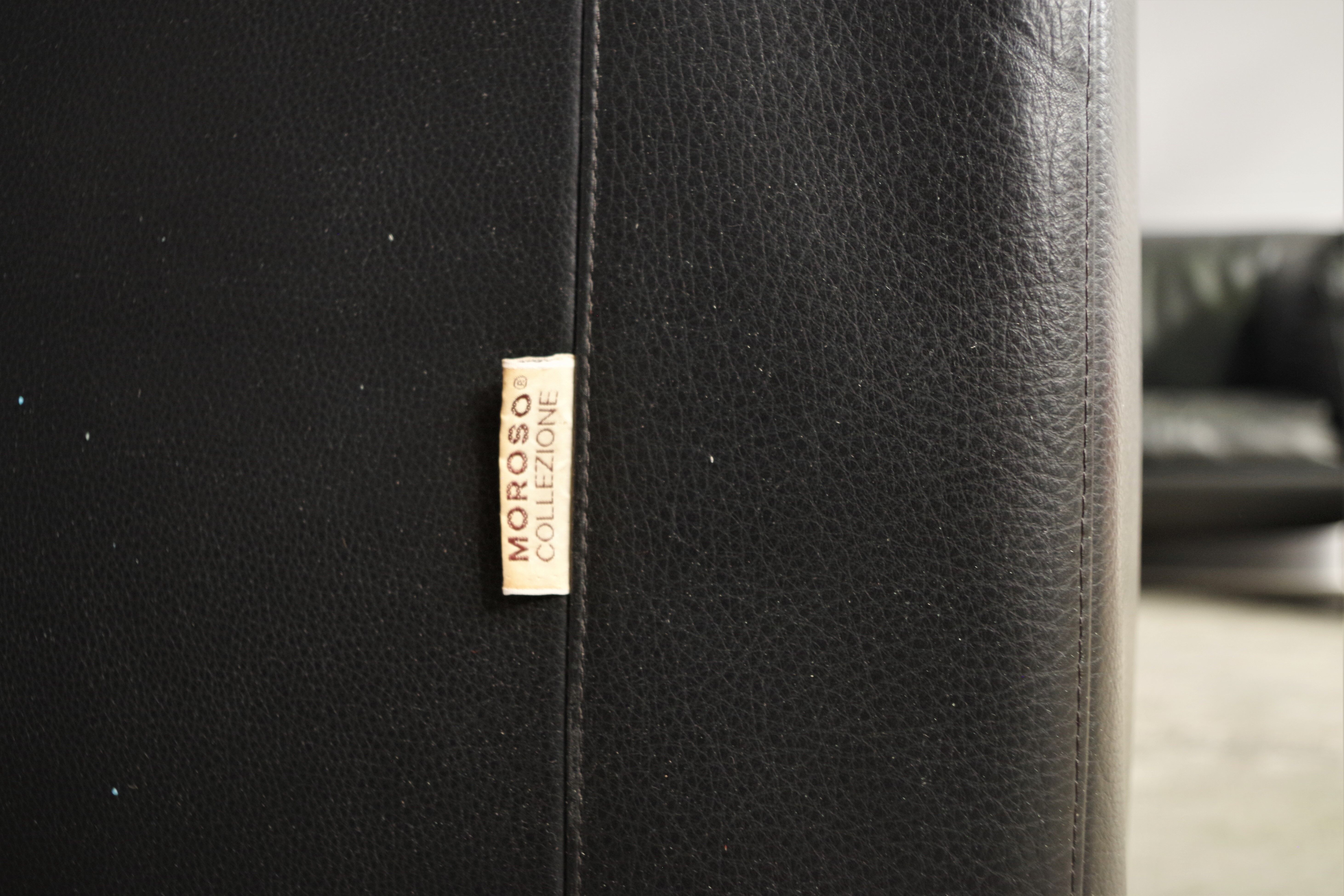 Moroso sofa set and armchairs in black leather, 1984