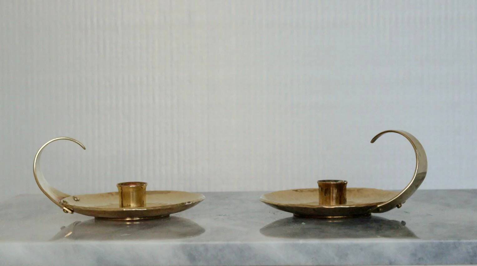 Pair of Swedish mid-century candlestick holders by Skutuna