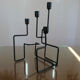 Modernist candle holder in black lacquered metal 1990